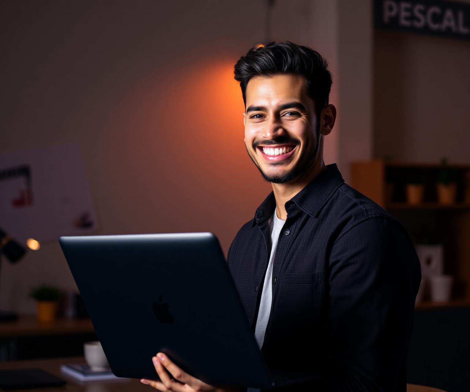 Empreendedor brasileiro operando a loja NexoIgnify AI
